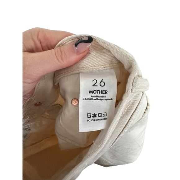 NWT Mother Superior Down Low Spinner Heel Natural Acts Cream Wide Leg Jean 26 - Picture 11 of 16